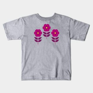 Mod magenta Scandinavian flowers Kids T-Shirt